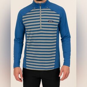 Patagonia Capilene Midweight Blue Gray Striped Half-Zip Pullover‎ Shirt Men’s M